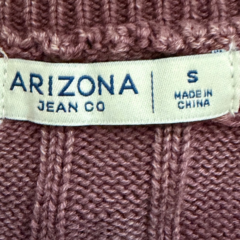 Arizona Cable Knit Sweater Womens S Mauve Purple Cotton Fisherman Preppy NWT - Picture 4 of 10